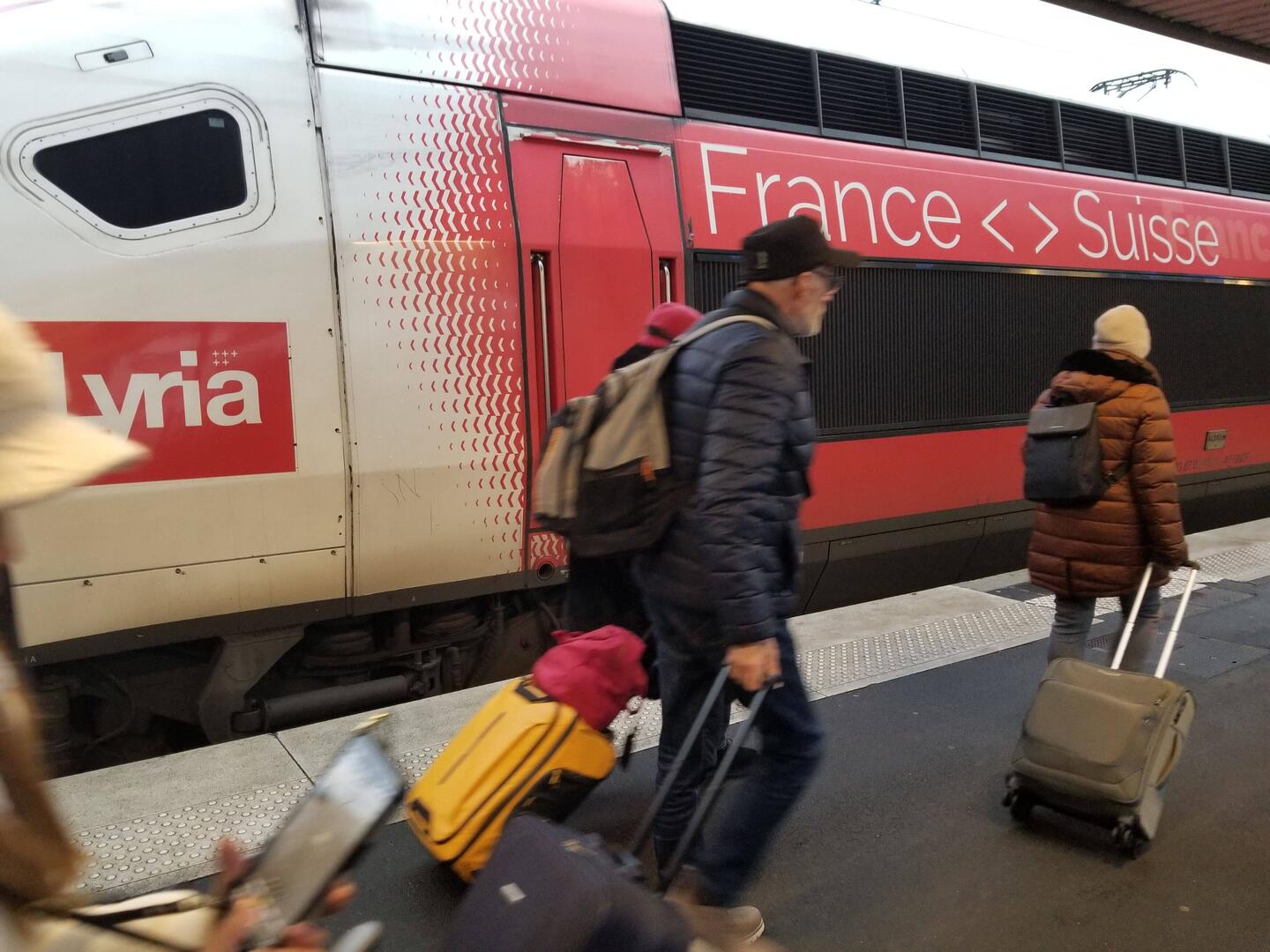 Our first international train ride, we're relaxing now. I think things will mellow out after this.