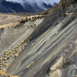 Heading up beside a steep sided valley