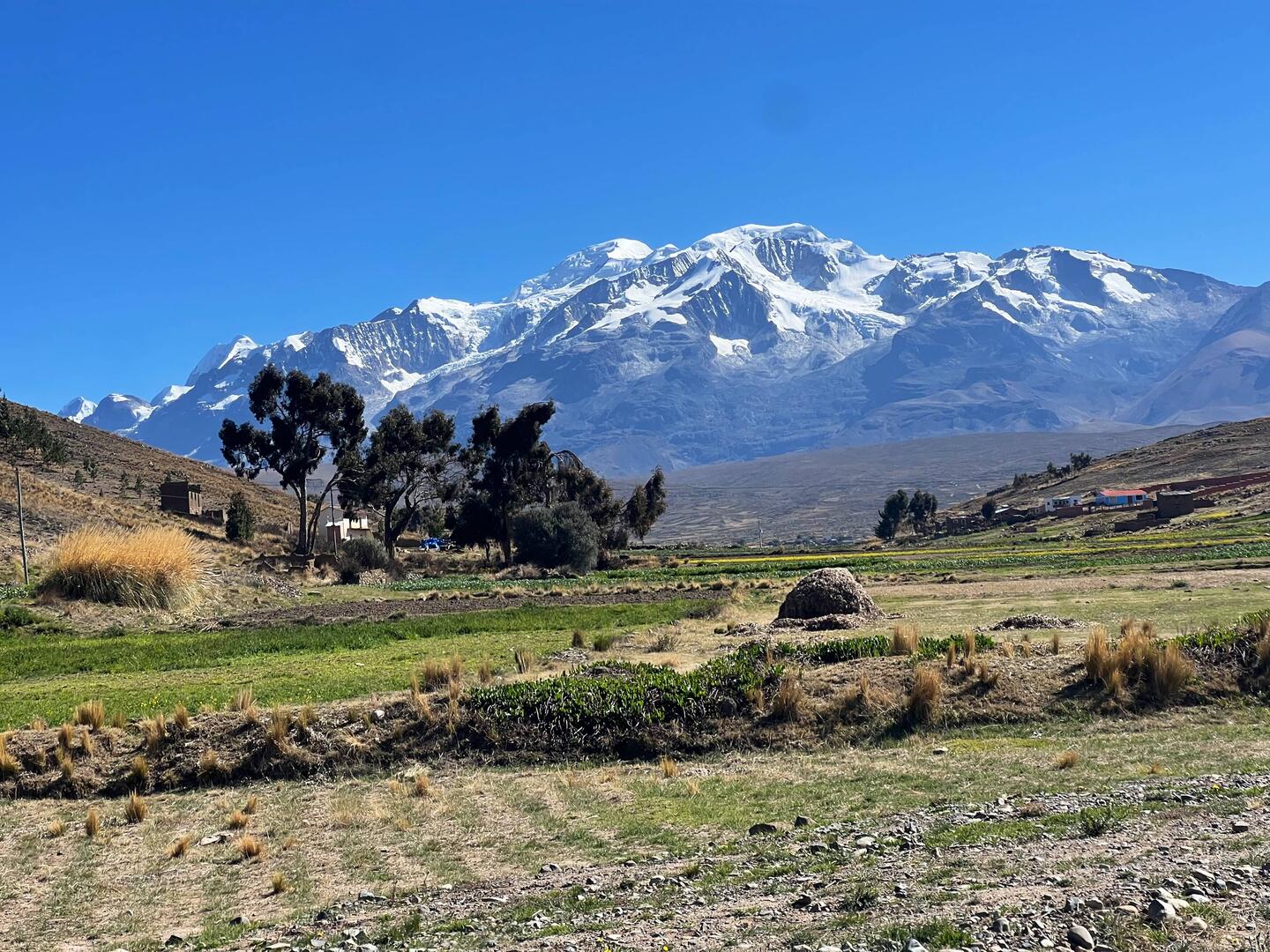 Shining in the morning: Ancohuma (6427m) and, further back on the left, Illiampu (6368)