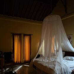 We had a luxurious mosquito net to stop those little bloodsuckers chowing down on us