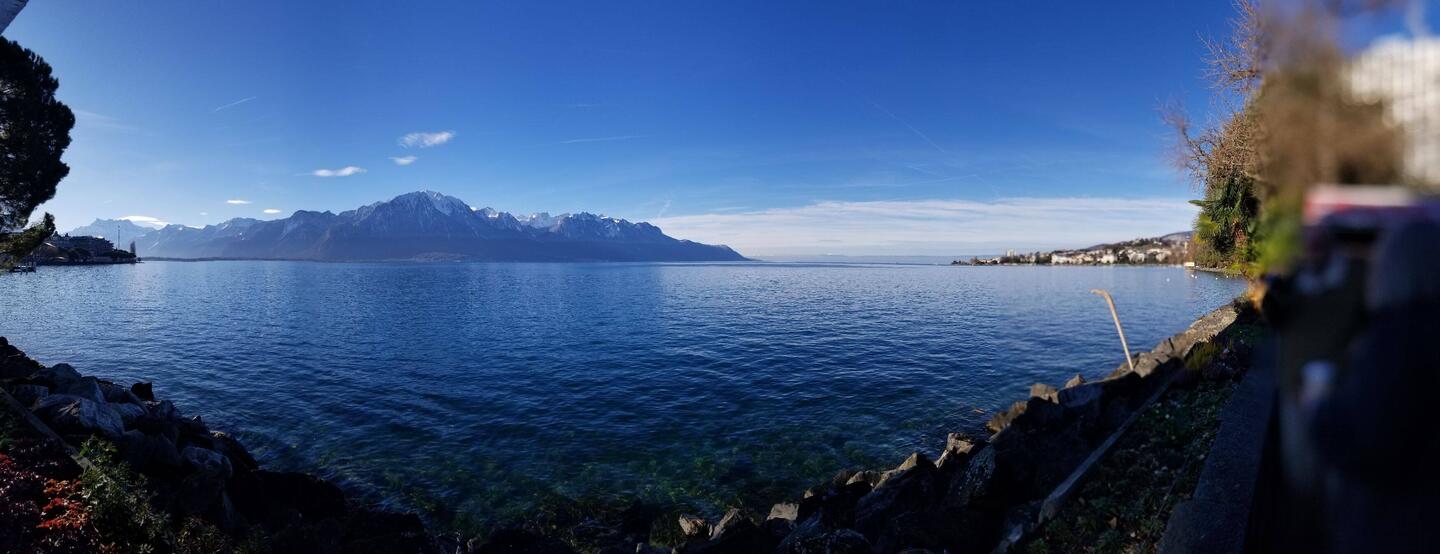 Lake Geneva in Montreux, or as they call it here, the Swiss Riviera.