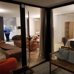 View into the apartment from the veranda. It's pretty cold out here, but nice fresh air.