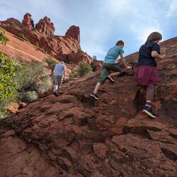 Scrambling our way up Bell Rock.