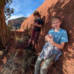 Shade, water, Nerds break while Nate surveyed our options.