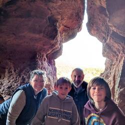 Family keyhole selfie.