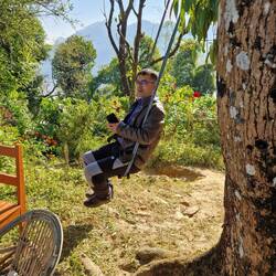 Milan enjoying the swing.