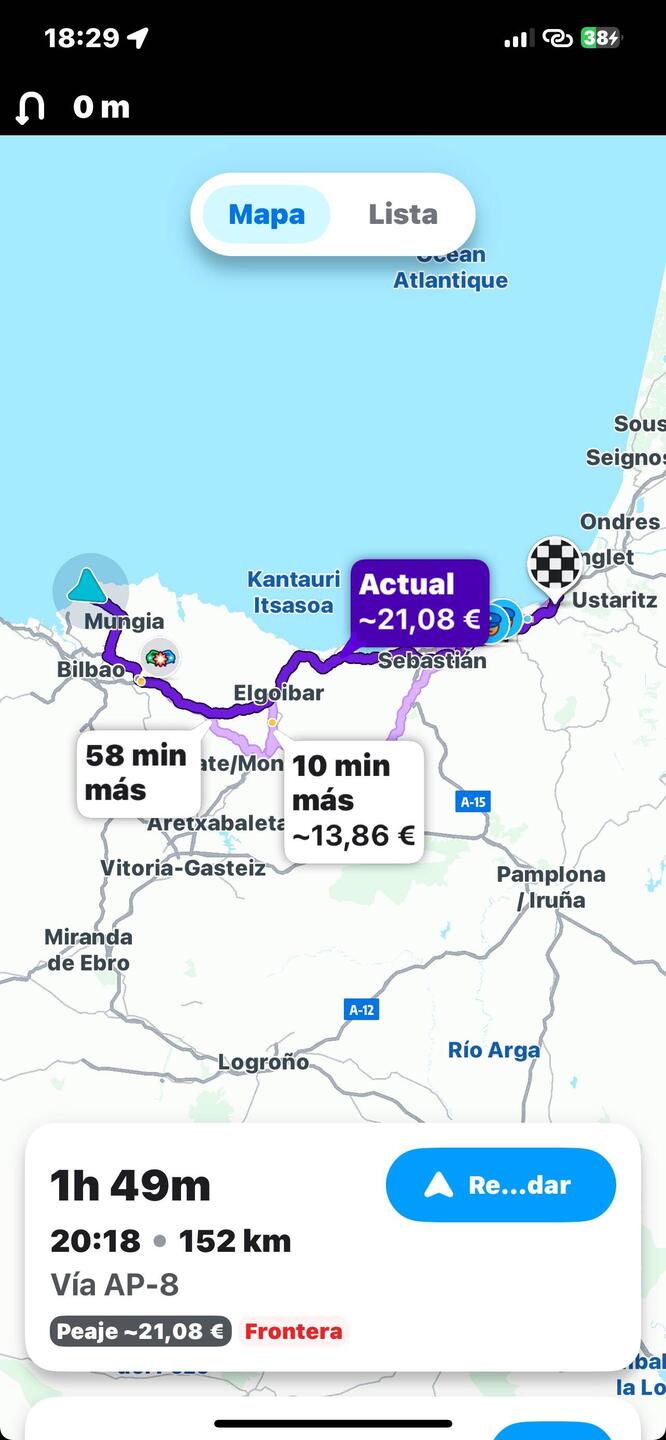 Nuestro viaje de hoy entre Saint Jean de Luz y Gorliz en España