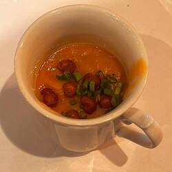 Pea Soup with fried chickpeas