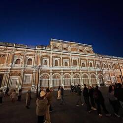 Ayuntamiento (City Hall) lit to look like gingerbread