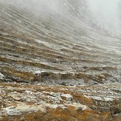 Mineral deposits look like a dusting of snow