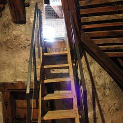 Very narrow stairs up to a turret where a man killed his brother to take reign.