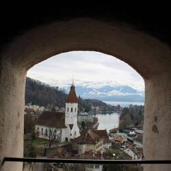 Stadtkirche Thun from the Castle Turret. Mennonites were arrested and their property confiscated.