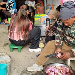 Lunch prep. A lot of onions and garlic.