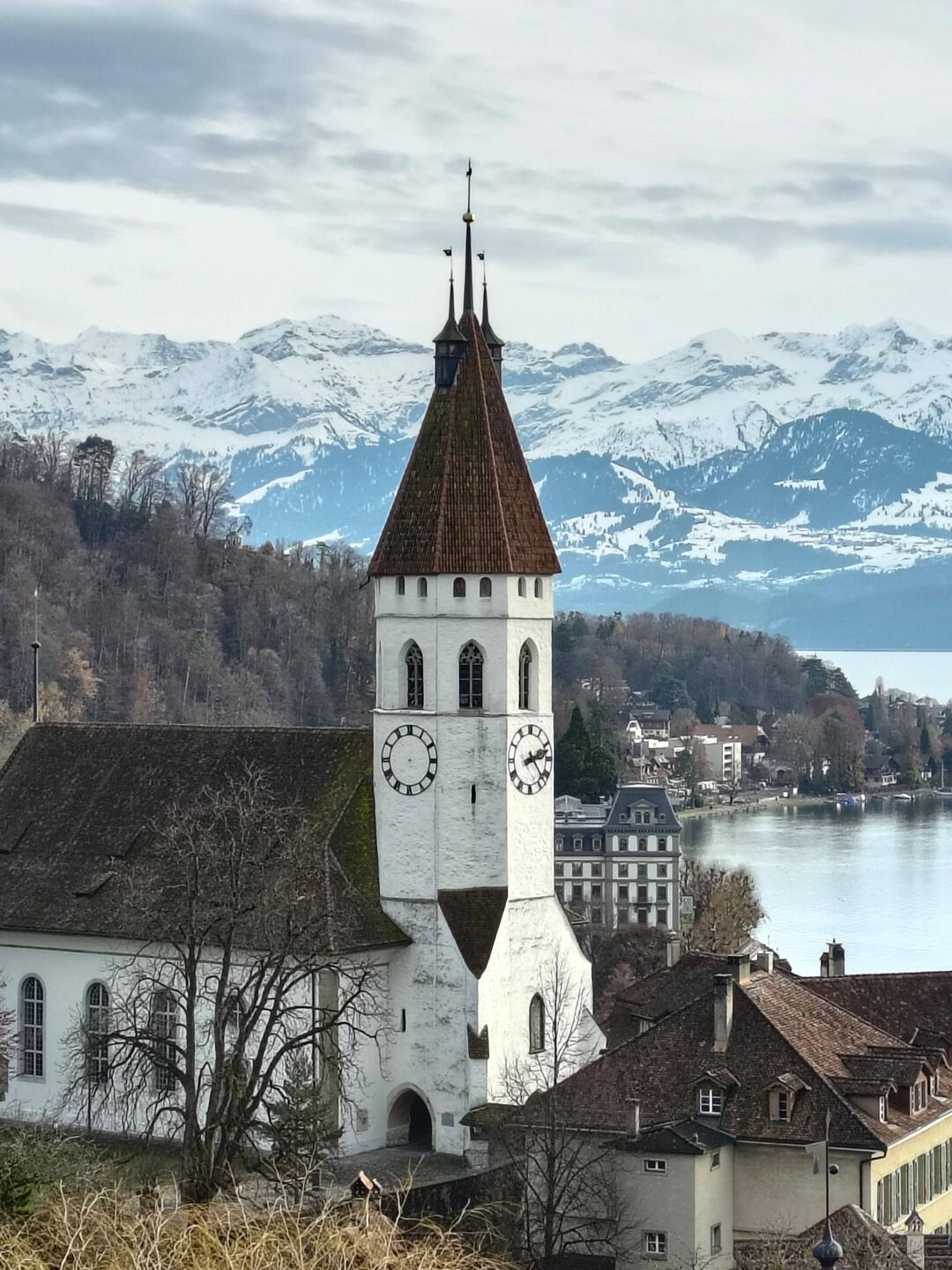 Stadtkirche Thun, taken from an upper level of Thun Castle