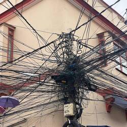 Aerial electrical spaghetti on every corner...