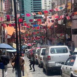 Our hotel is on this steep and busy street