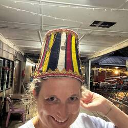 Traditional bead hat for celebrations