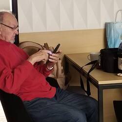 Dad and LPD enjoying a cuppa.