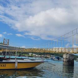 Yellow bridge linking Cenergen to Lembongan
