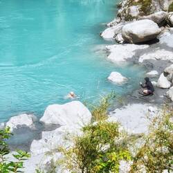 Swimming in the icy river!