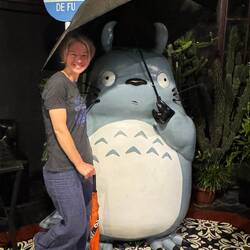 Waiting for the cat bus with Totoro in Madam Wang's Secret Garden restaurant