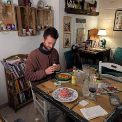Vegan dinner in what felt like a cozy living room