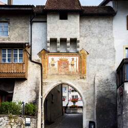 Belluard Gate was the main entrance into Gruyères during the Middle Ages — Gruyères, Switzerland.