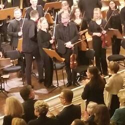 A rightfully pleased orchestra.