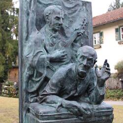 The artists in bronze. Stille Nacht was written for guitar because the organ was substandard.