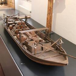 Boats used to transport salt on the river, sometimes drawn by horses.