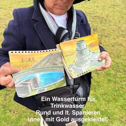 Der Wasserturm als Tempel für den Wassergott und gleichzeitig Trinkwasserreservoir.