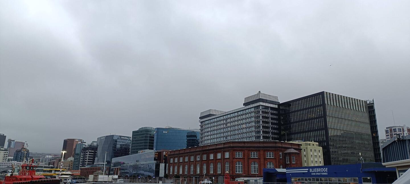 Départ sous le ciel menaçant et gris de Wellington