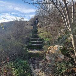 Steil bergauf ohne Geländer.