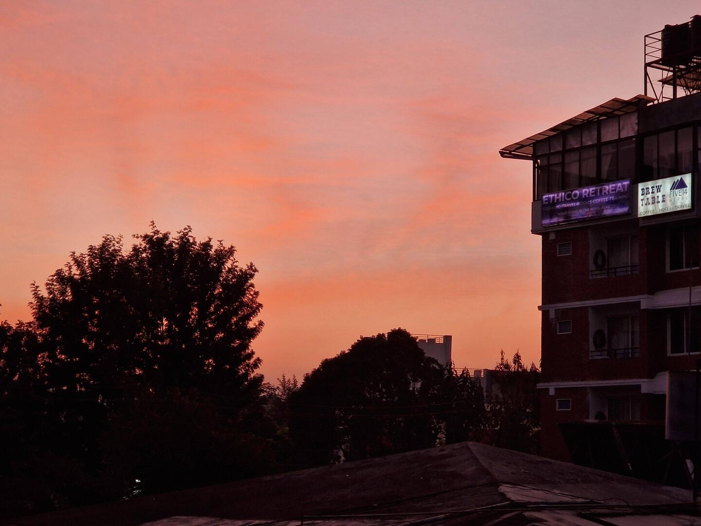 Dawn from the roof of Grace Mandu Guest house