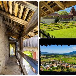 The Gardens and the village from one of the galleries @ Château de Gruyères — Gruyères, Switzerland.
