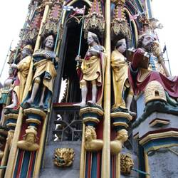 The apprentice working with the master on this fountain wanted to court the master's daughter.