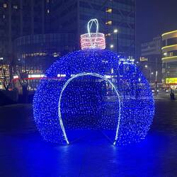 Festive decorations outside metro station