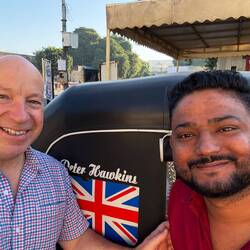 Salman - a fan of the UK - union flag on his Tuc Tuc.