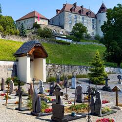Cemetery at the Church of Saint-Théodule — Gruyères, Switzerland.