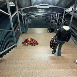 Udaipur rail station, someone sleeping