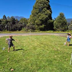 Our front yard. The perfect spot for a badmington game