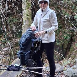 Stopping to rug up with beanie and gloves