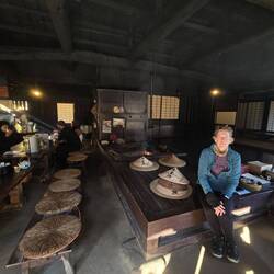 Inside the free tea room resting place