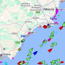 This is how marine traffic looks like on the screen, in reality you see almost none of the boats .