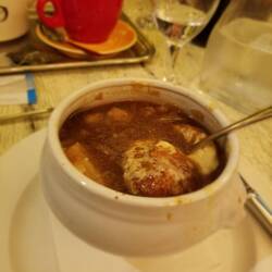 No matter what kind of onion soup it is, by default it's French onion.