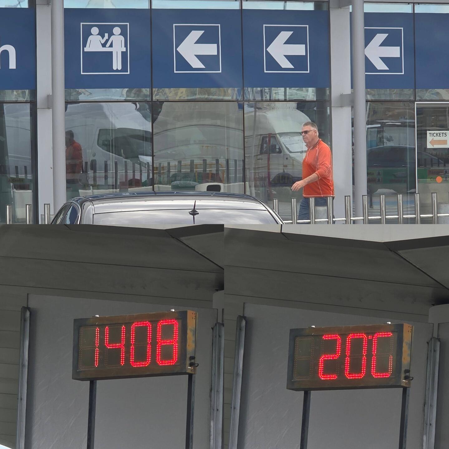 Jörg geht Tickets kaufen für die Fähre (14:08h 20Grad)