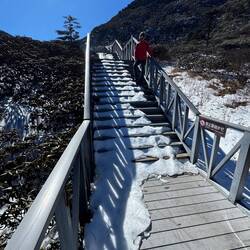 Viele Treppen haben einen Eispanzer. Torsten lag schon auf dem Hintern.