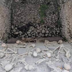 Skeletons of people who fled to boat houses