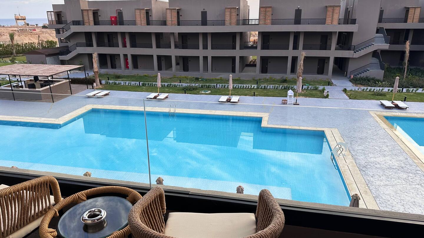 Blick aus meinem Zimmer auf einen der Pools