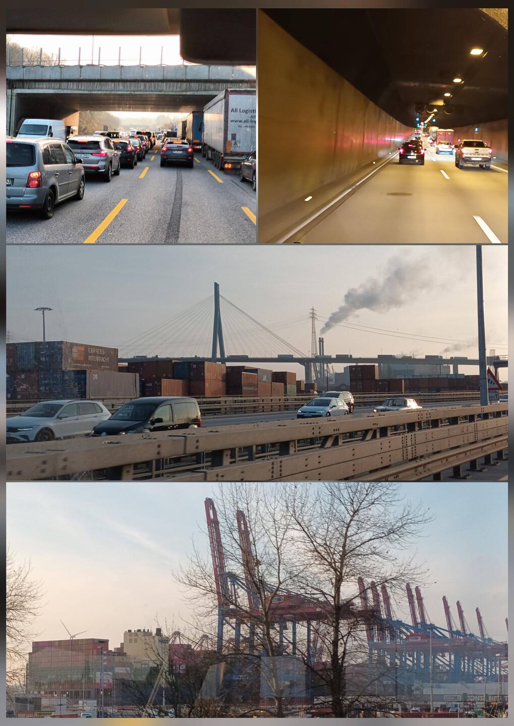 Hinfahrt wie immer vor'm Elbtunnel Stau